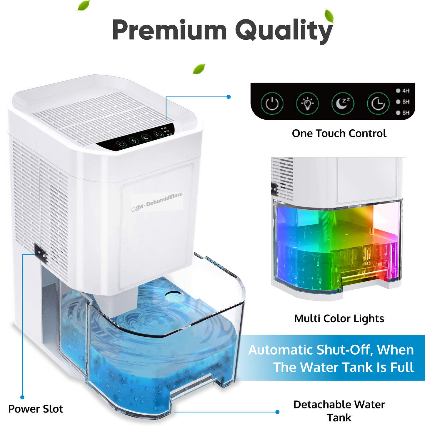 1000ml Gw-Dehumidifiers for Home Damp - Sleep Mode &amp; 7 Timer Options - Quiet Dehumidifier for Bedroom - Portable &amp; Auto Turn Off -Energy Efficient for Drying Clothes, Mildew Prevention &amp;Bathroom